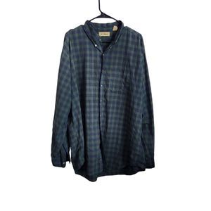LL Bean Vintage Shirt Green Plaid‎ Lightweight 19th Century Men's Size XXL